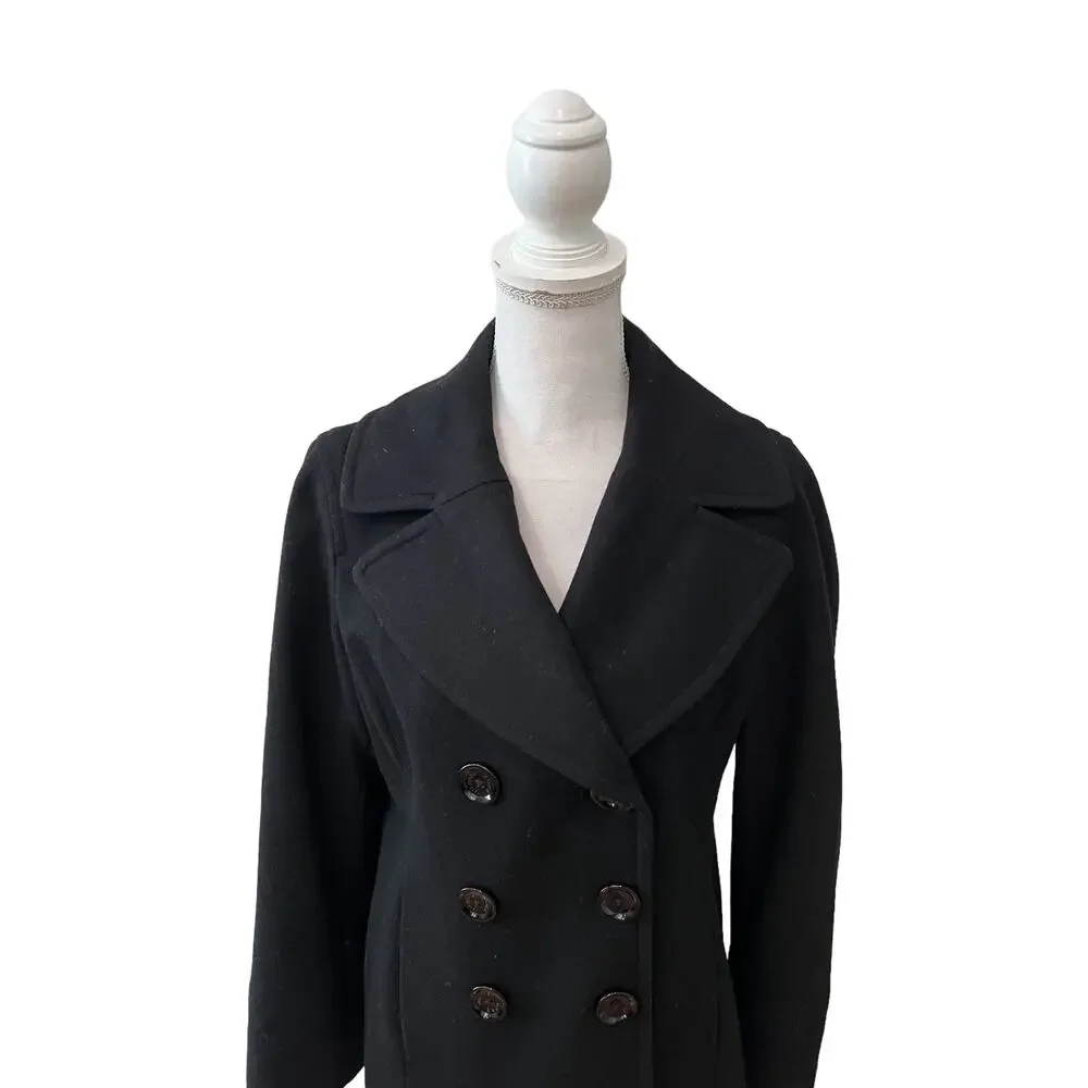 Michael Kors Classic Wool blend pea coat Black M
